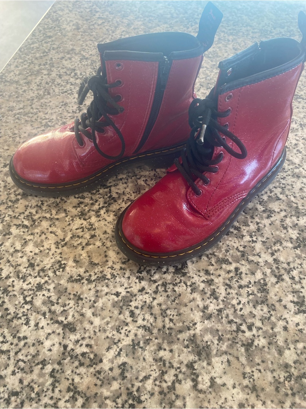 Dr. Martens Kids Cherry Red Lace-Up Combat Boots